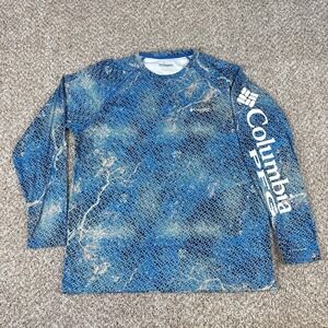 Columbia PFG Shirt Mens Large Blue Realtree Max-5 Terminal Tackle Fishing